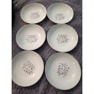 Vintage Universal Ballerina Mist Pastel Mint Green Strawflower Small Bowls Lot 6